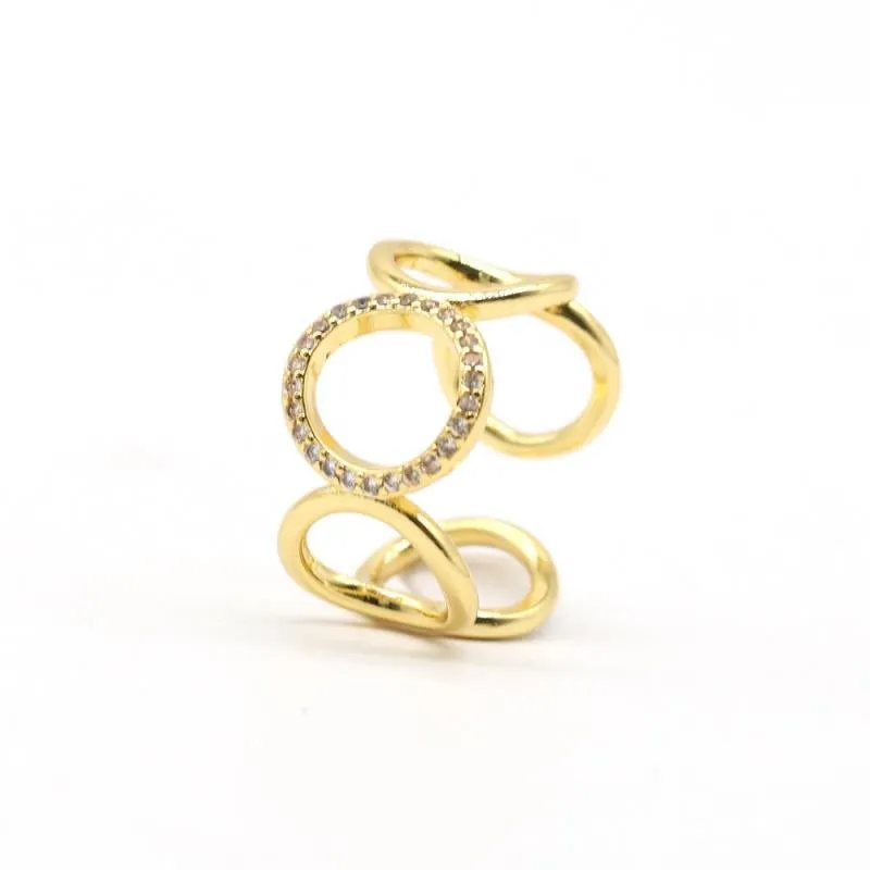 Hollow Circle Pave' Adjustable Ring