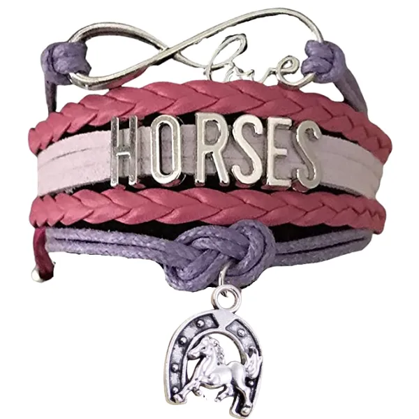 Horse Infinity Charm Bracelet - Pink-Purple