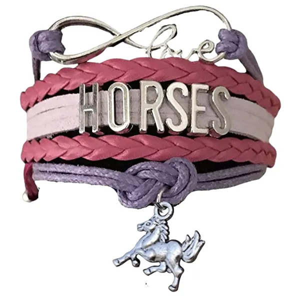 Horse Infinity Charm Bracelet - Pink-Purple