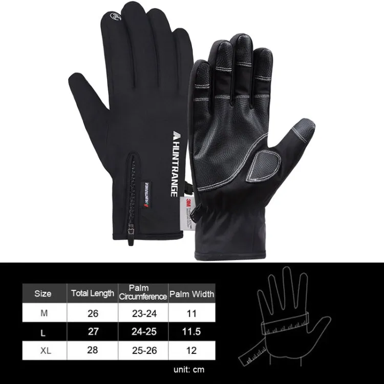 HUNTRANGE A023 Outdoor Waterproof Sports Riding Velvet Touch Screen Gloves, Size: M(Black)