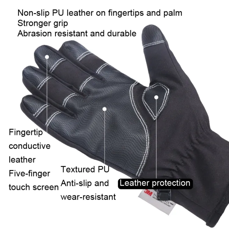 HUNTRANGE A023 Outdoor Waterproof Sports Riding Velvet Touch Screen Gloves, Size: XL(Black)