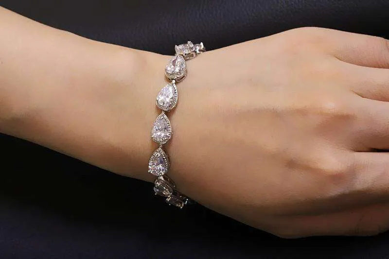 Infused Water Drop CZ Tennis Bracelet For Woman