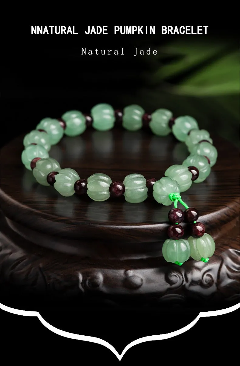 Jade bracelet natural Dong ling Green  jade pumpkin Jadeite bracelet Hand catenary personality Women's weaving Hand catenary