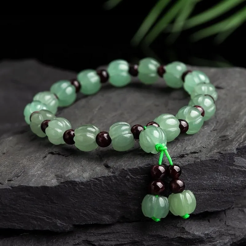 Jade bracelet natural Dong ling Green  jade pumpkin Jadeite bracelet Hand catenary personality Women's weaving Hand catenary