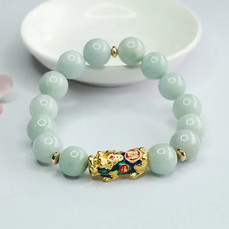 Jade Pixiu Sterling Silver Bracelet - Fortune's Favor Collection