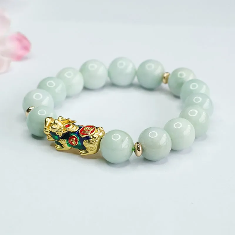 Jade Pixiu Sterling Silver Bracelet - Fortune's Favor Collection