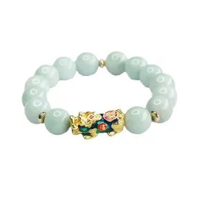 Jade Pixiu Sterling Silver Bracelet - Fortune's Favor Collection