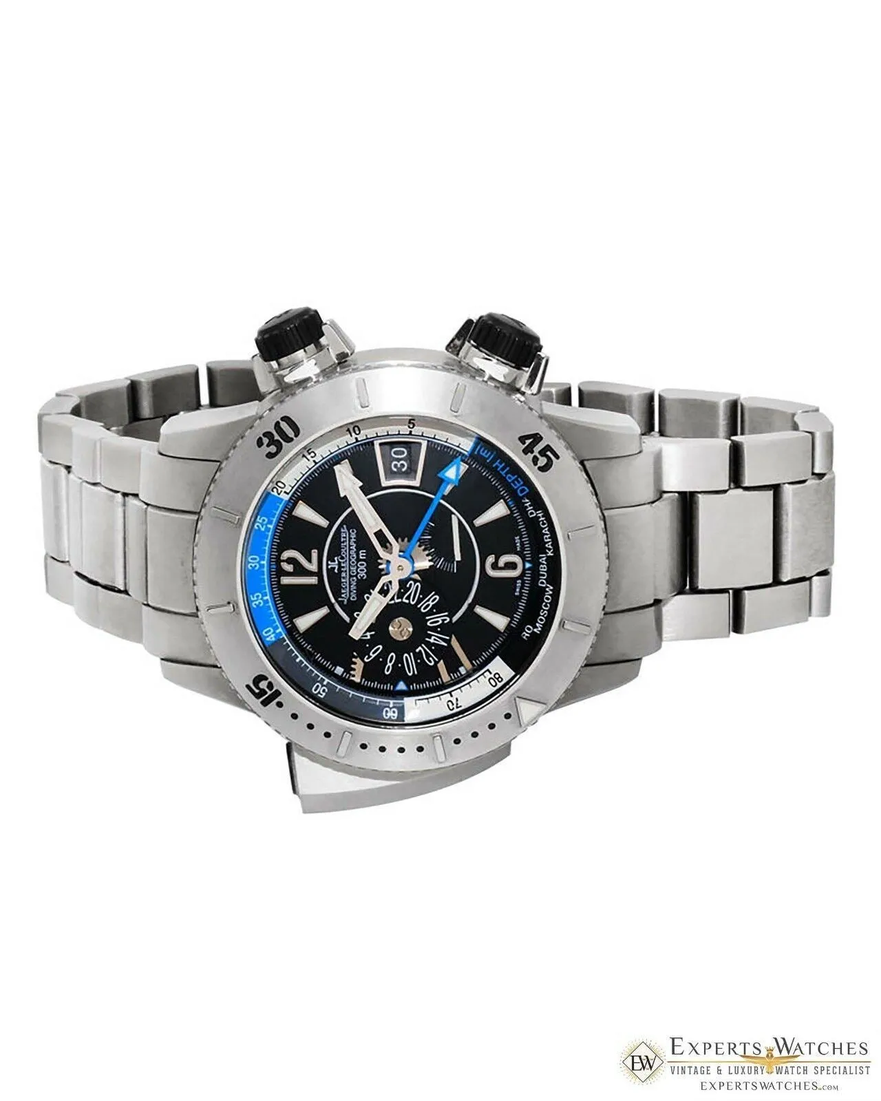 JAEGER LeCOULTRE Master Compressor Titanium Diving PRO Geographic GMT Watch 46mm