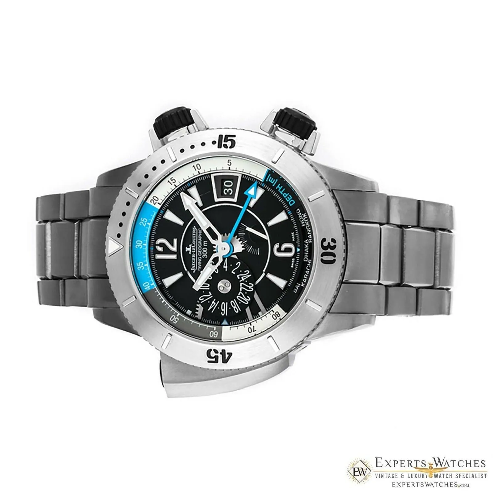 JAEGER LeCOULTRE Master Compressor Titanium Diving PRO Geographic GMT Watch 46mm