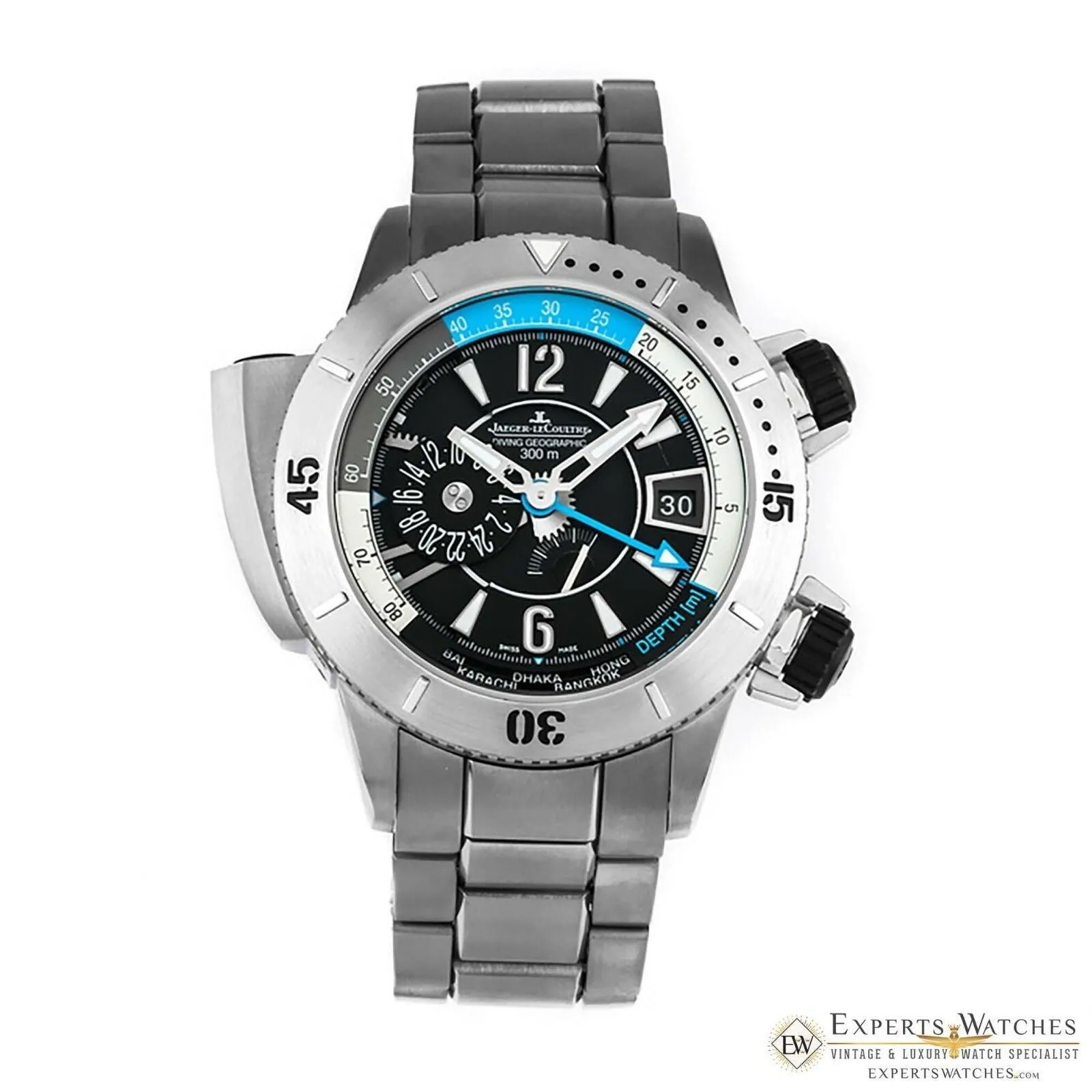 JAEGER LeCOULTRE Master Compressor Titanium Diving PRO Geographic GMT Watch 46mm