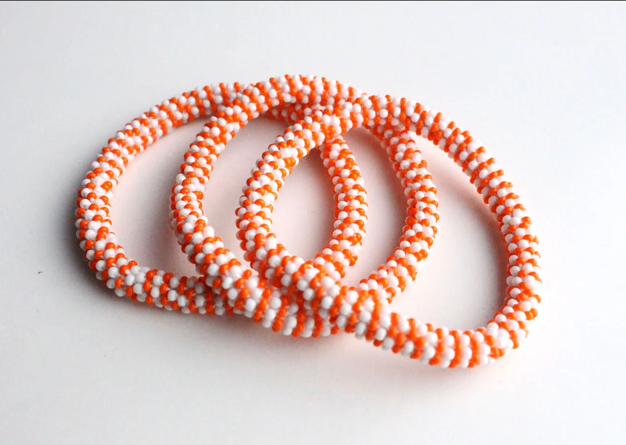 Jazzy Orange Roll Beads Bracelet