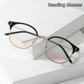 Kocolior Mens Full Frame Small Browline Square Alloy Reading Glasses 22001