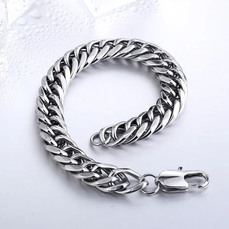 Korean Hipster Titanium Steel Men's Snake Bone Bracelet – Stylish Flat Design for Modern Men