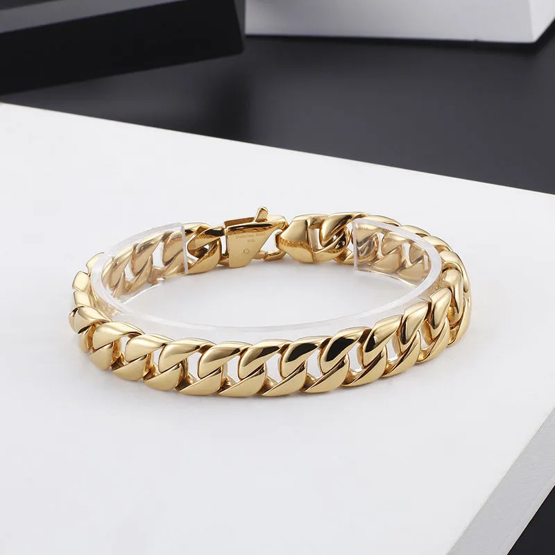 Korean-Inspired Titanium Steel Men's Bracelet - Stylish Stainless Steel Chain Jewelry for Wholesale