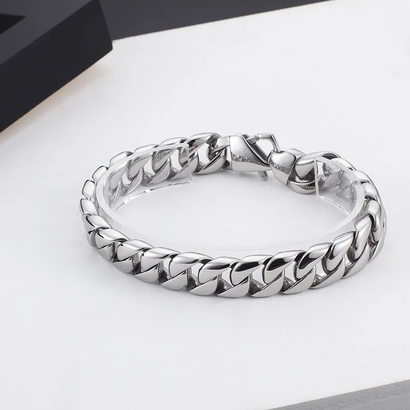 Korean-Inspired Titanium Steel Men's Bracelet - Stylish Stainless Steel Chain Jewelry for Wholesale