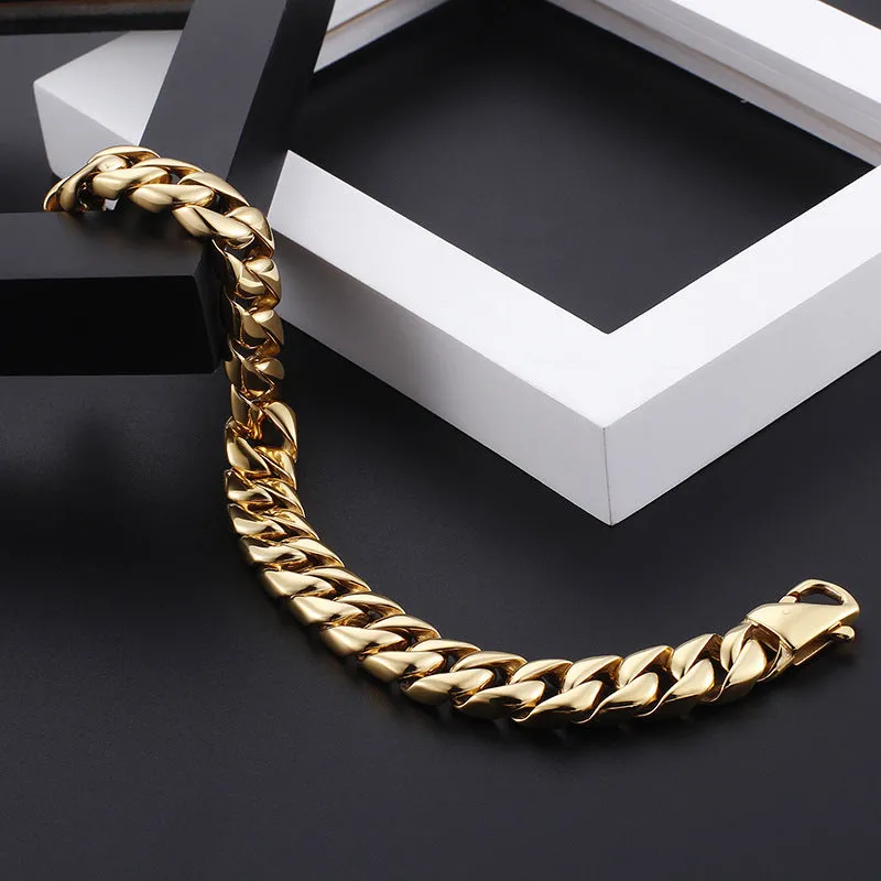 Korean-Inspired Titanium Steel Men's Bracelet - Stylish Stainless Steel Chain Jewelry for Wholesale