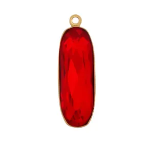 Large Red Zircon Oval Charm For Charm Necklace & Bracelet