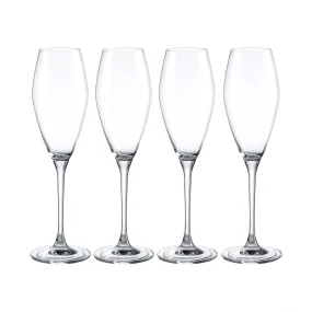 Large Tulip Shape Crystal Champagne Flutes Glasses Set of 4 - Machine Made Glass 270ML/9FL