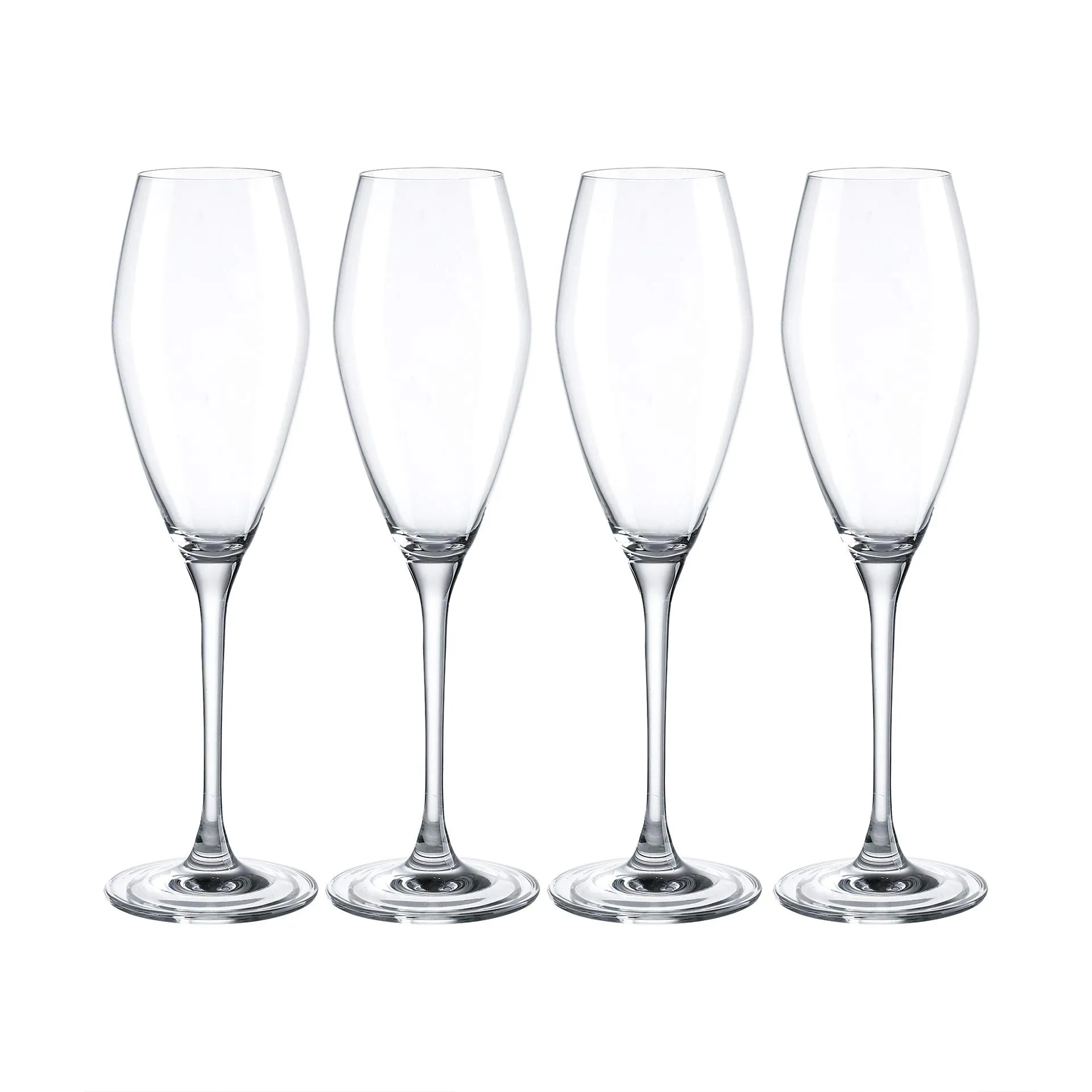 Large Tulip Shape Crystal Champagne Flutes Glasses Set of 4 - Machine Made Glass 270ML/9FL