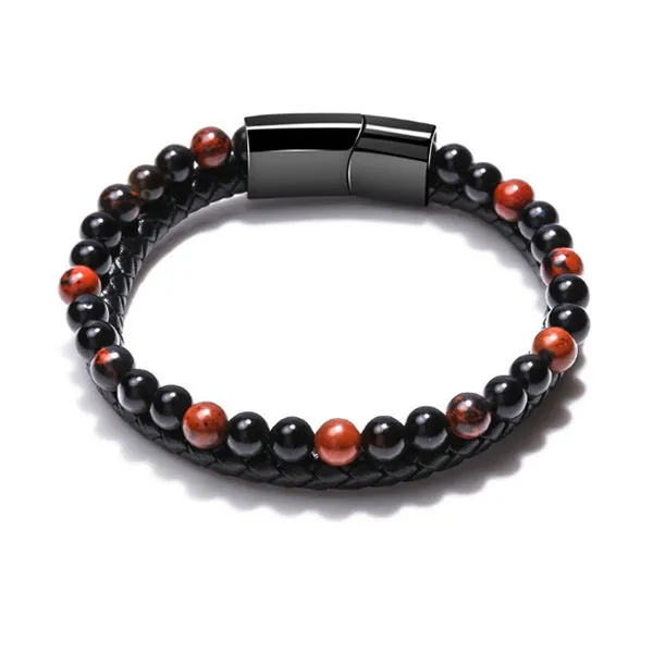 Leather Agate Stone Bracelet 皮革瑪瑙石手鍊 KJBR16069a