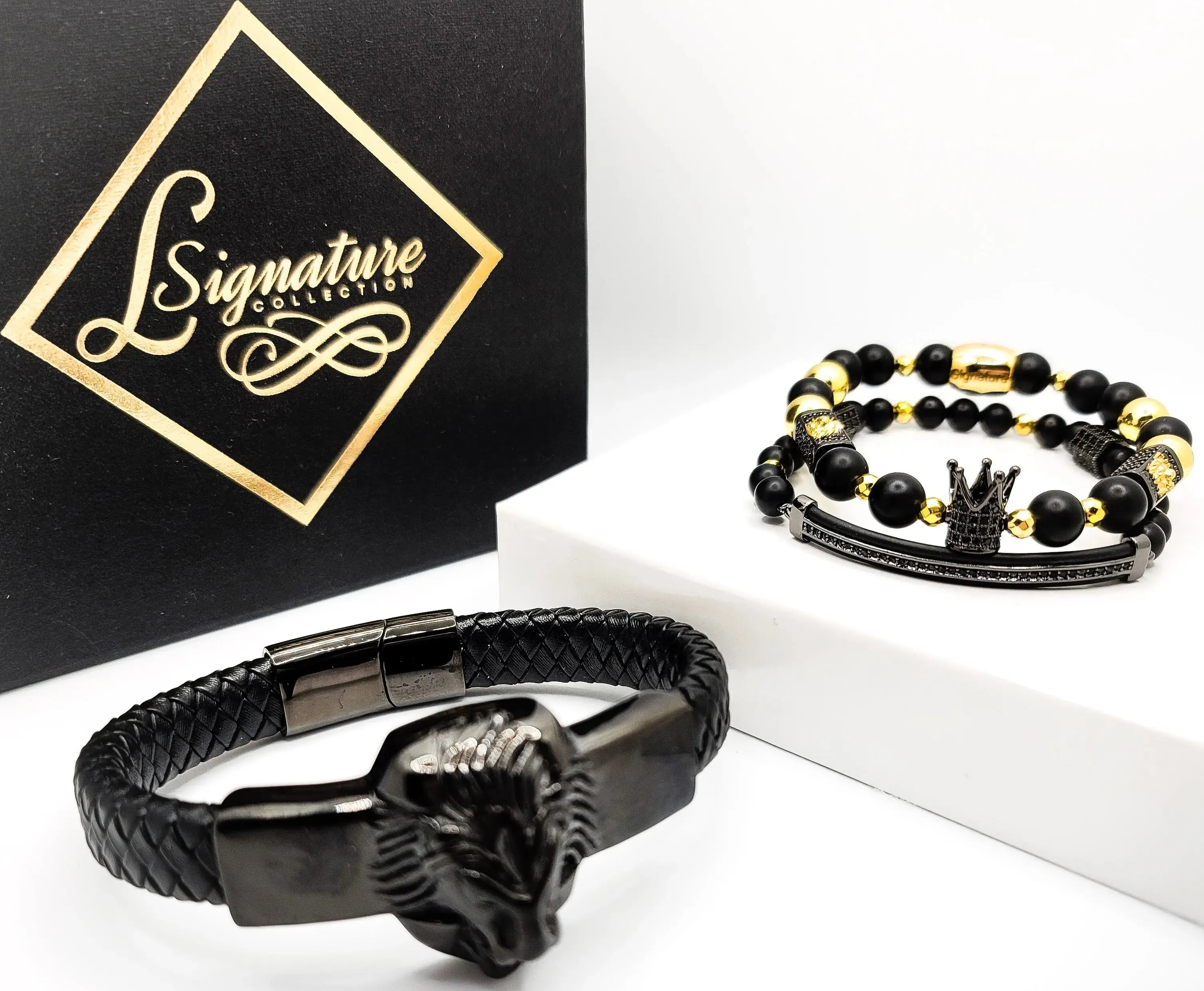 Lion's Gate Black and Gold Bracelet set