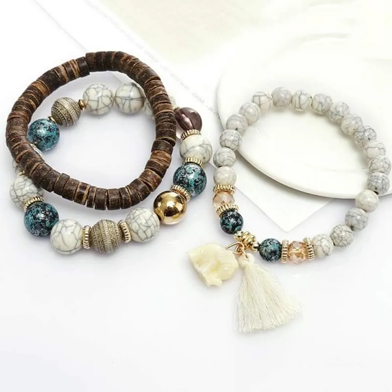 Louyue Bohemian Beaded Tassel Bracelets