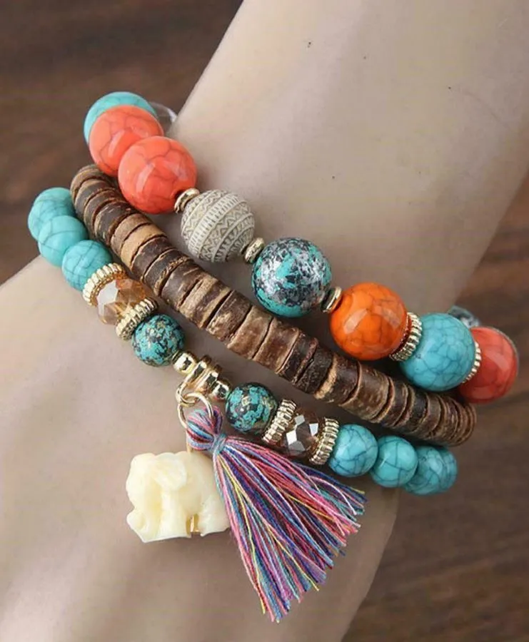 Louyue Bohemian Beaded Tassel Bracelets