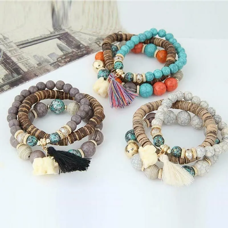 Louyue Bohemian Beaded Tassel Bracelets