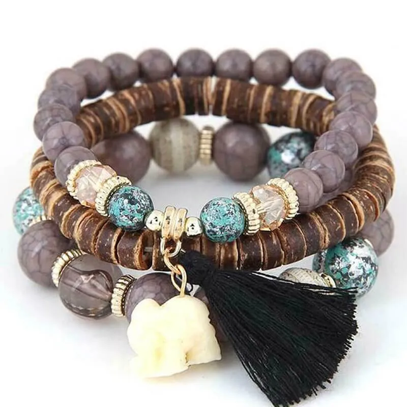 Louyue Bohemian Beaded Tassel Bracelets