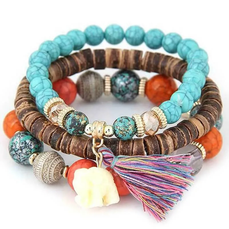 Louyue Bohemian Beaded Tassel Bracelets