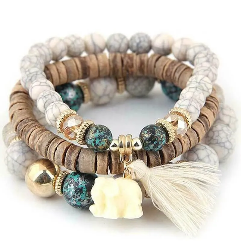 Louyue Bohemian Beaded Tassel Bracelets