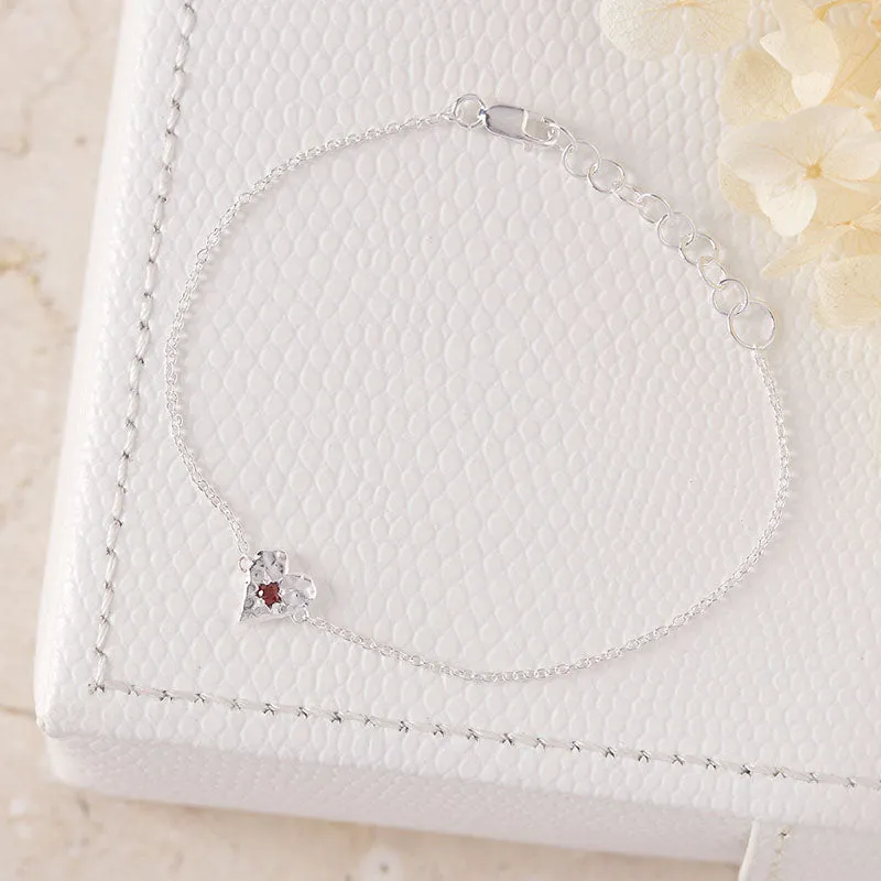 LOVE HEART GARNET BRACELET