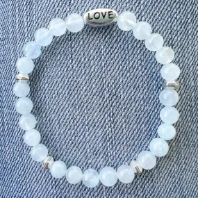 LOVE in the Waves Aquamarine Beaded Bracelet