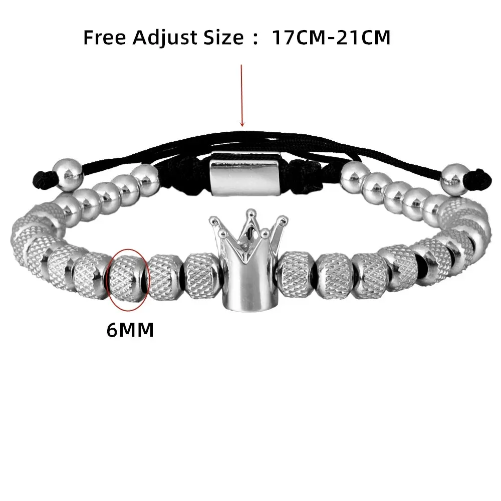 Luxury Crown Men Bracelet 316L Stainless Steel Bracelet Banlge Titanium Steel Gold Color Bracelet Adjust Size Men Jewelry Gift