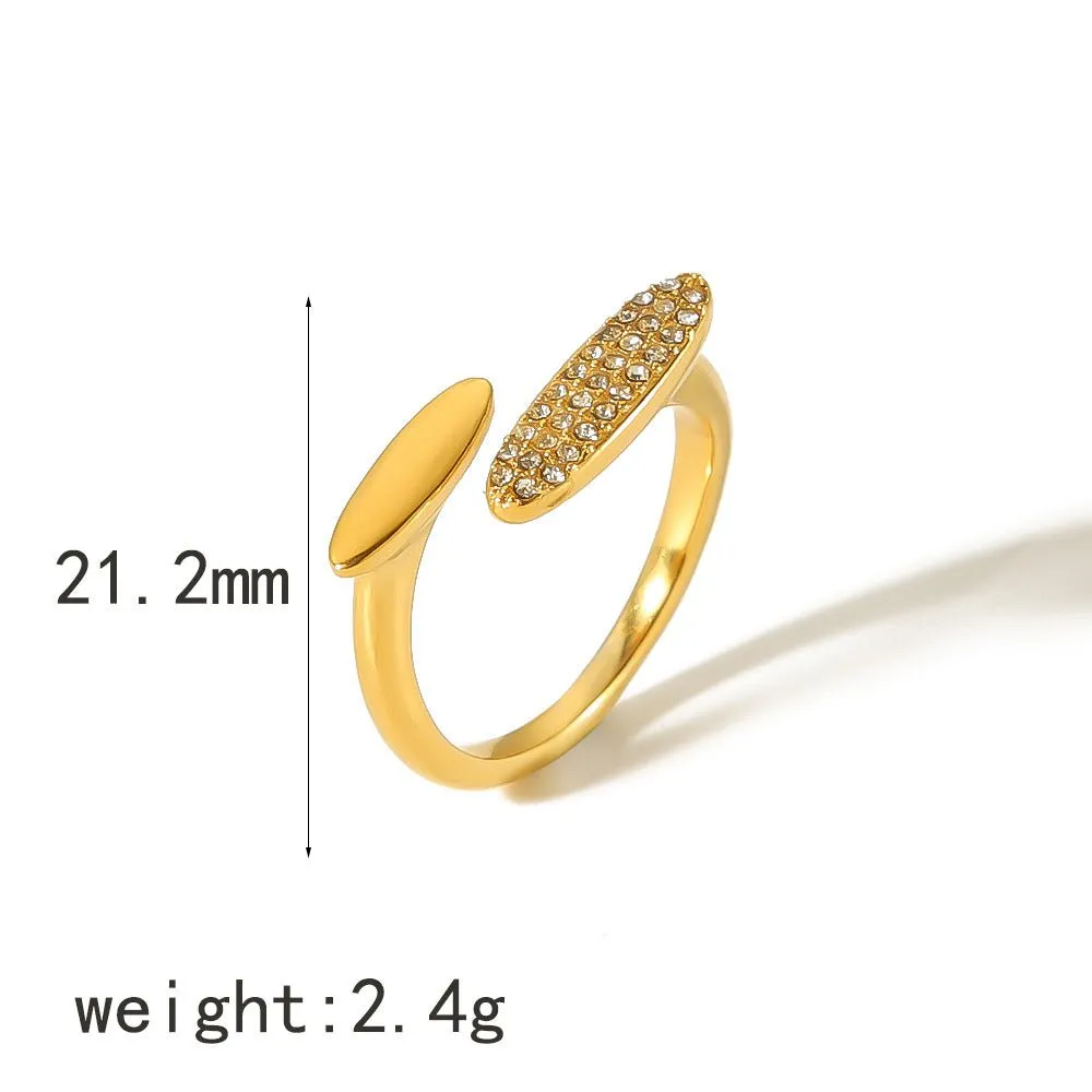 MAC183 Vintage 18K Gold Geometric Zircon Open Ring