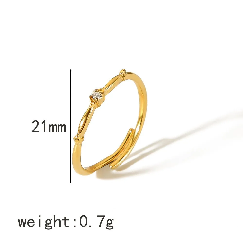 MAC183 Vintage 18K Gold Geometric Zircon Open Ring