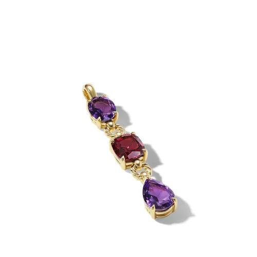 Marbella Y Pendant in 18K Yellow Gold with Amethyst and Rhodolite Garnet, 57.8mm