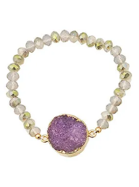 Markie Purple Druzy Beaded Bracelet