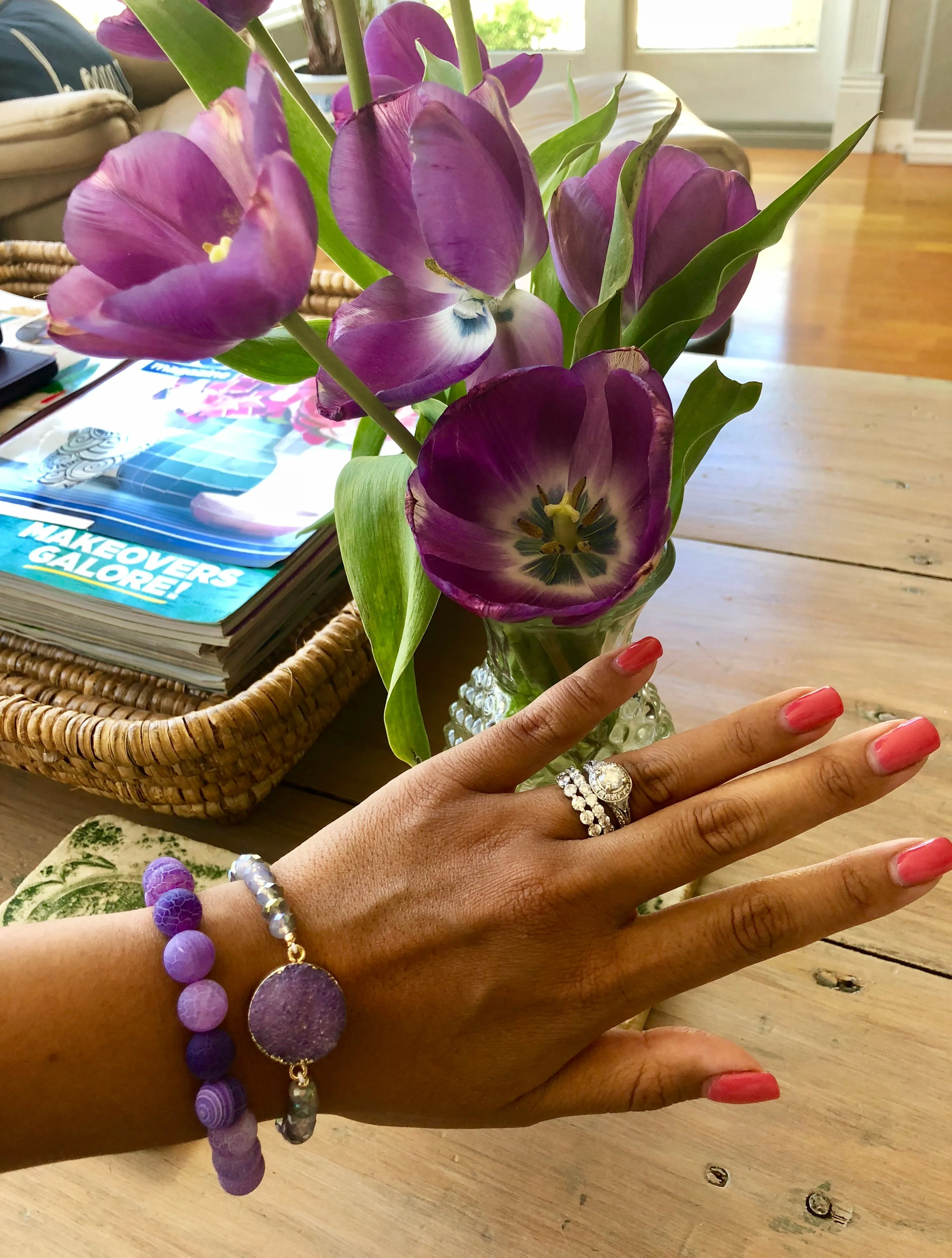 Markie Purple Druzy Beaded Bracelet