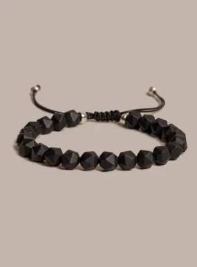 Matte Black Onyx and Sterling Silver Men's Bead Bracelet