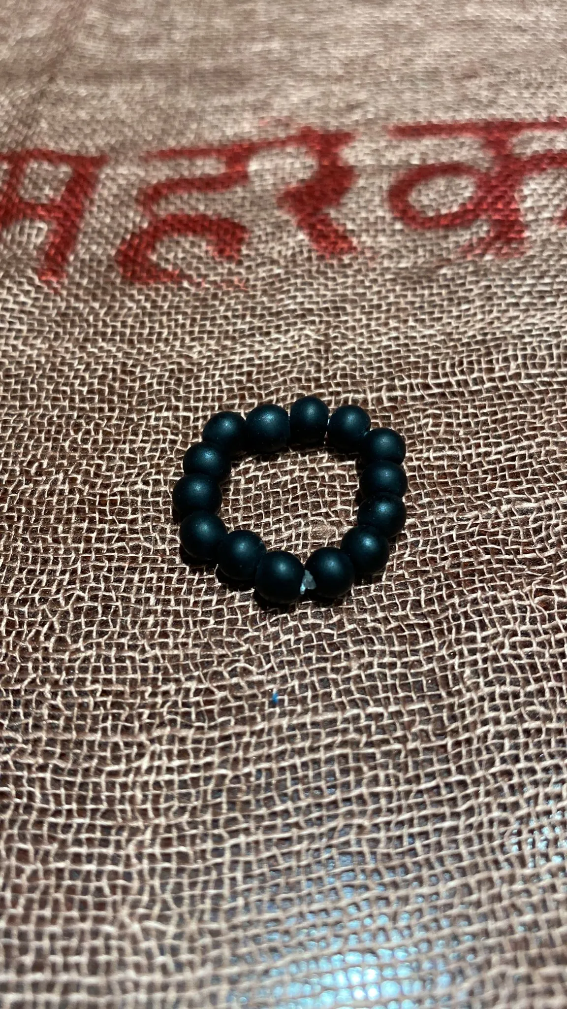 Matte Black Onyx Beaded Ring