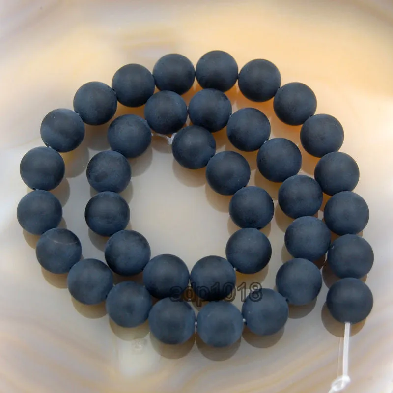 Matte Natural Black Onyx Gemstone Round Loose Beads on a 15.5" Strand