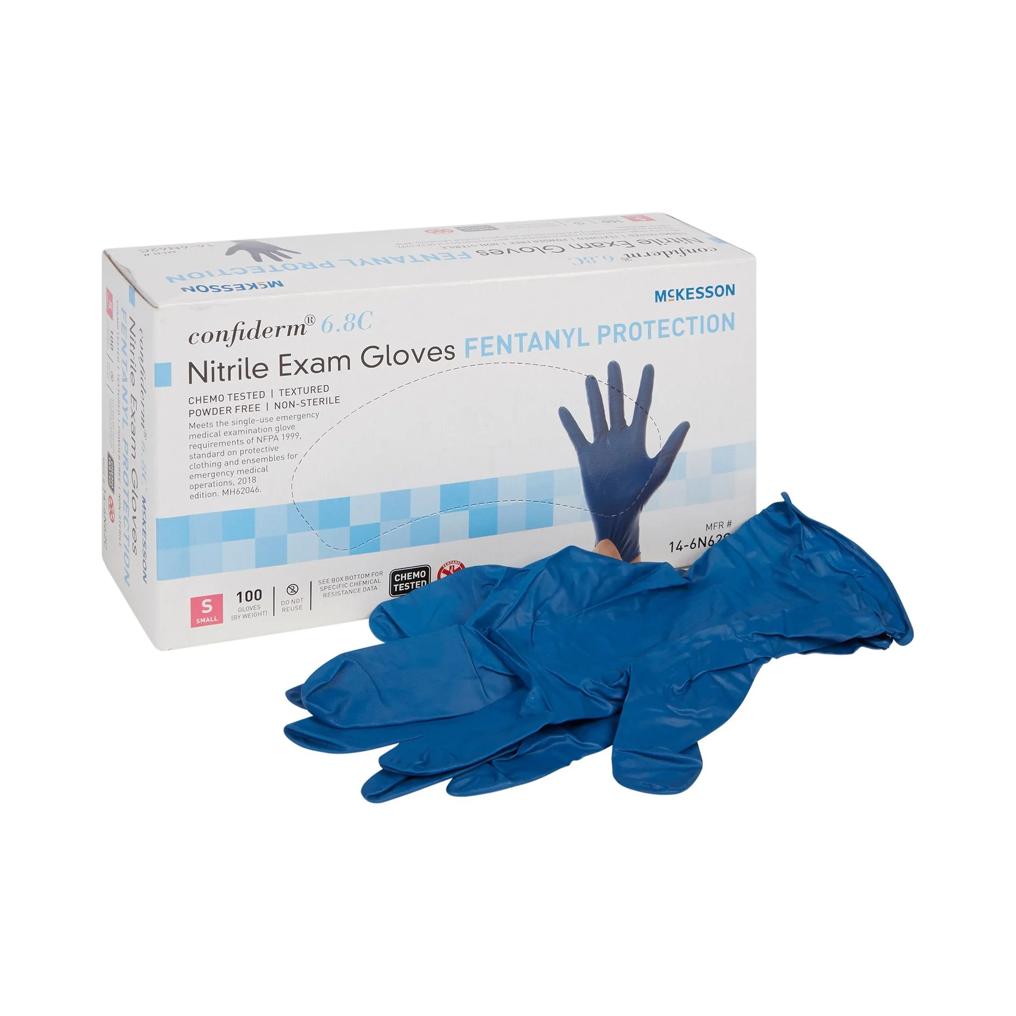 McKesson Confiderm® 6.8C Nitrile Exam Glove with Fentanyl Protection, Small, Blue