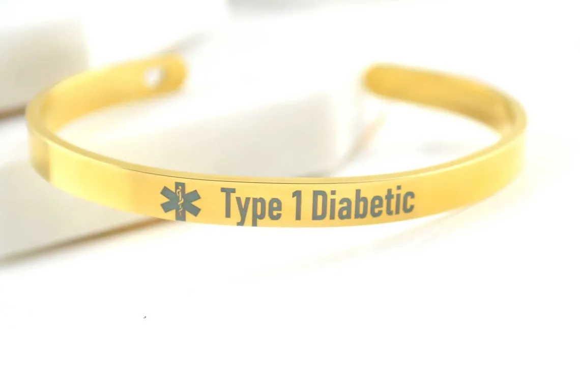 Medical ID Bracelet, Custom Bracelet, Medical Alert Bracelet Women, Emergency Bracelet, Mens Bracelet, Engraved Cuff Bracelet, Gold Bracelet