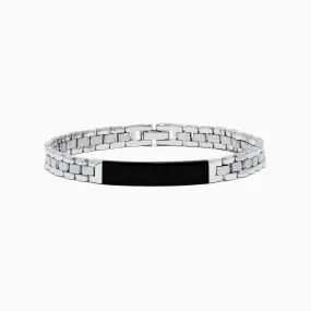 Men's 925 Chain Link Sterling Silver Onyx Bracelet 6.80 TCW