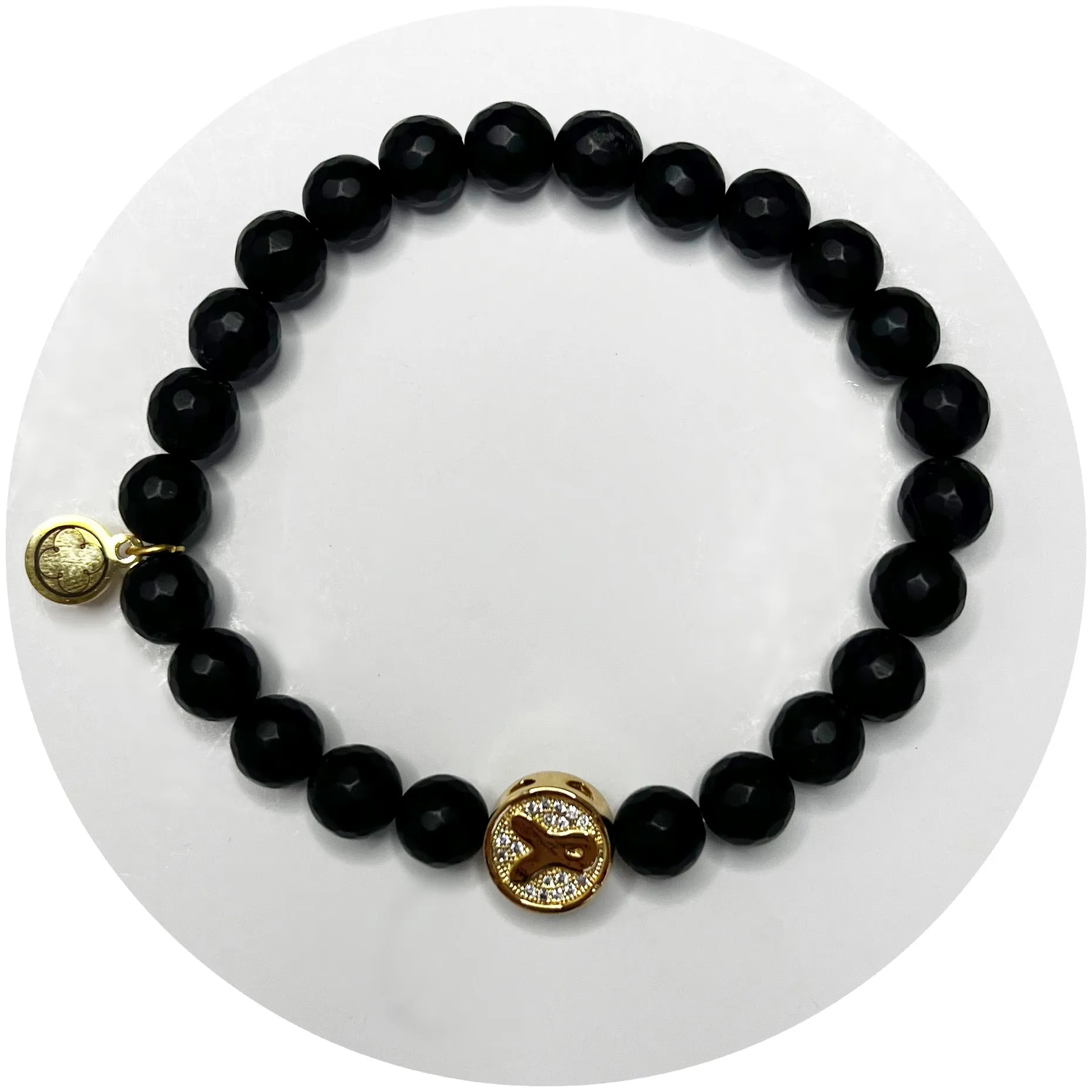 Mens Black Onyx "Team Annie" with Pavé Gold Cancer Awareness Ribbon