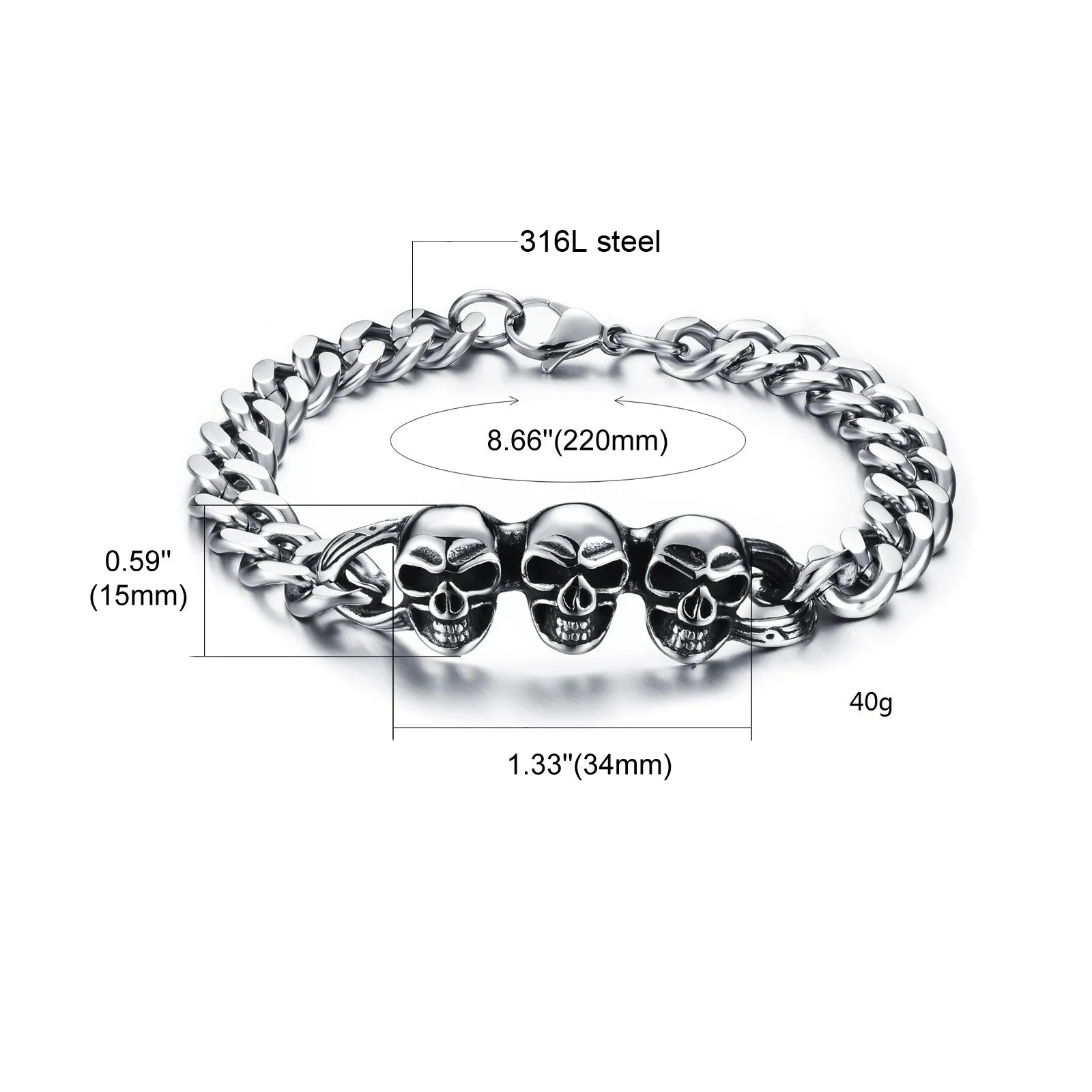 Men's Fashion Hip Hop Skull Bracelet