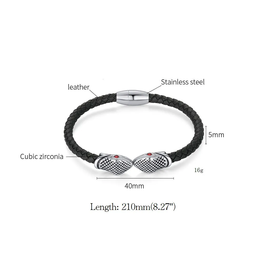 Men's Fashion Snake Leather Bracelet