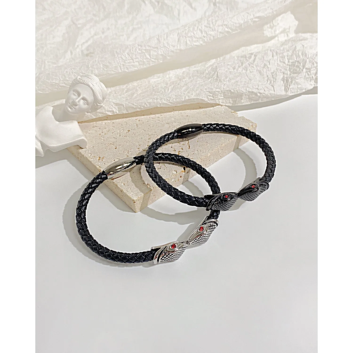 Men's Fashion Snake Leather Bracelet