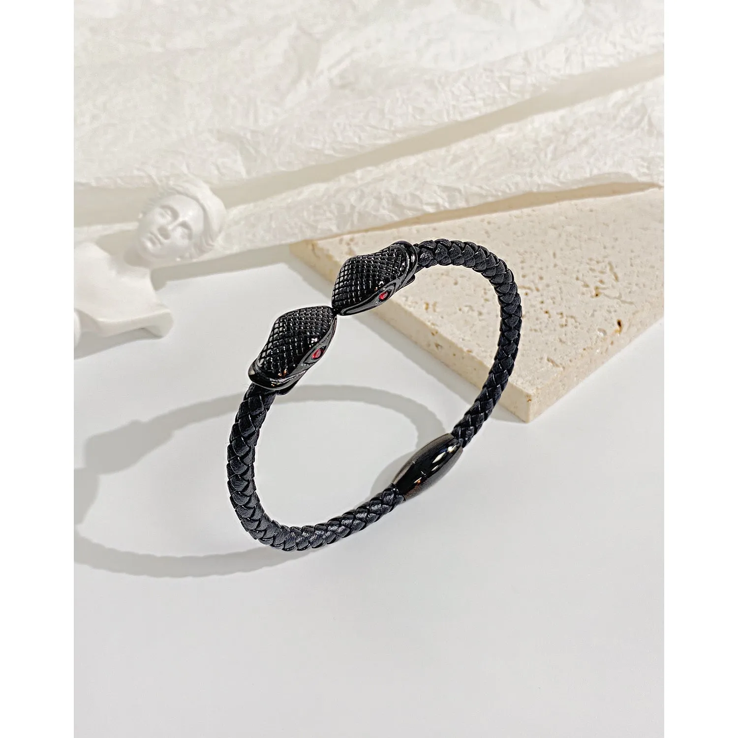 Men's Fashion Snake Leather Bracelet